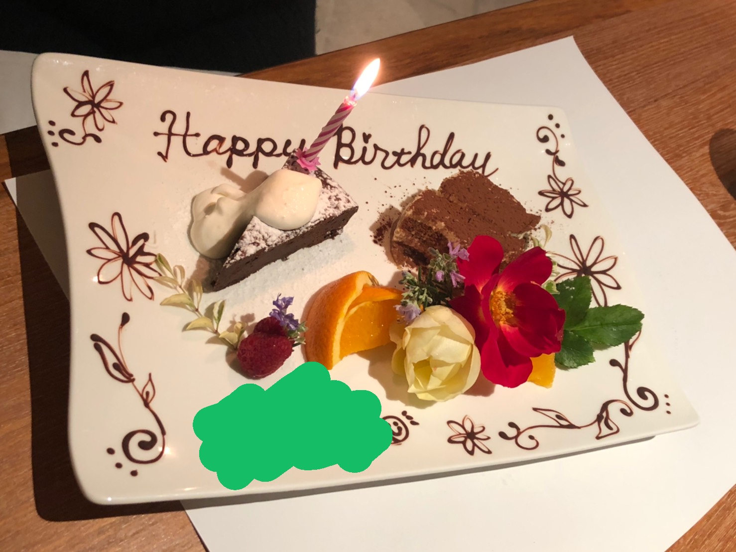 メッセージつきデザート