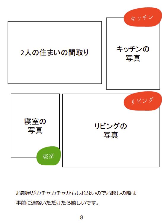 顔合わせのしおり ８ページ目　お部屋紹介