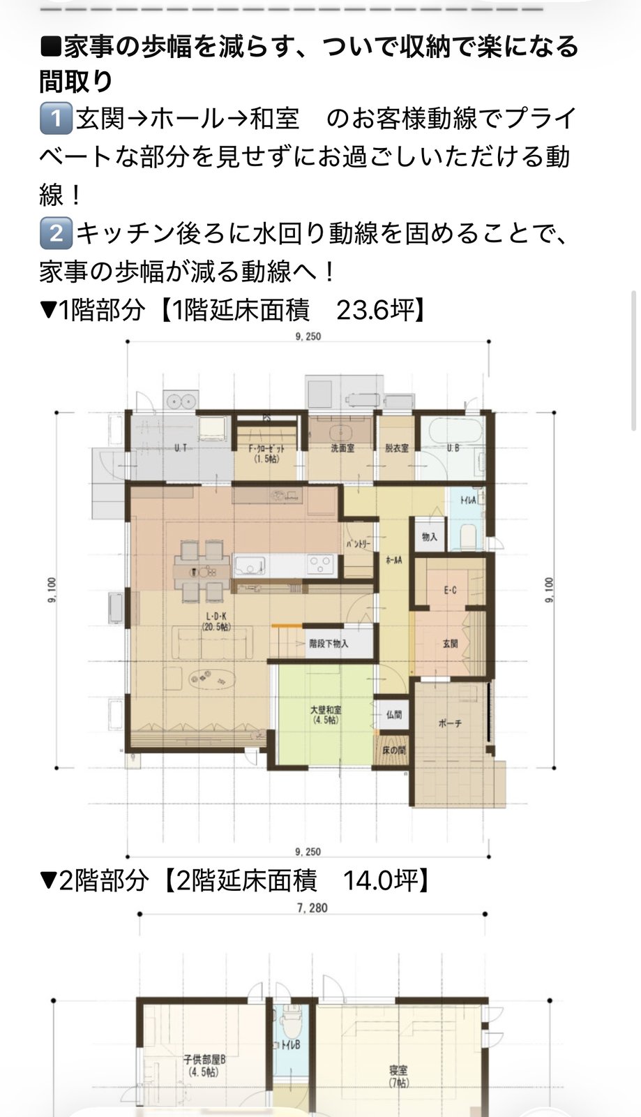 成友建設から届いた動線解説付き間取り図