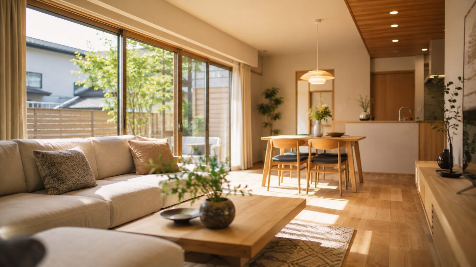注文住宅の間取りで後悔しがちなリビング・ダイニングのポイントを示したイメージ画像