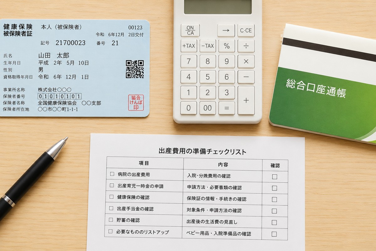 出産費用の計算|健康保険証・電卓・出産費用チェックリスト