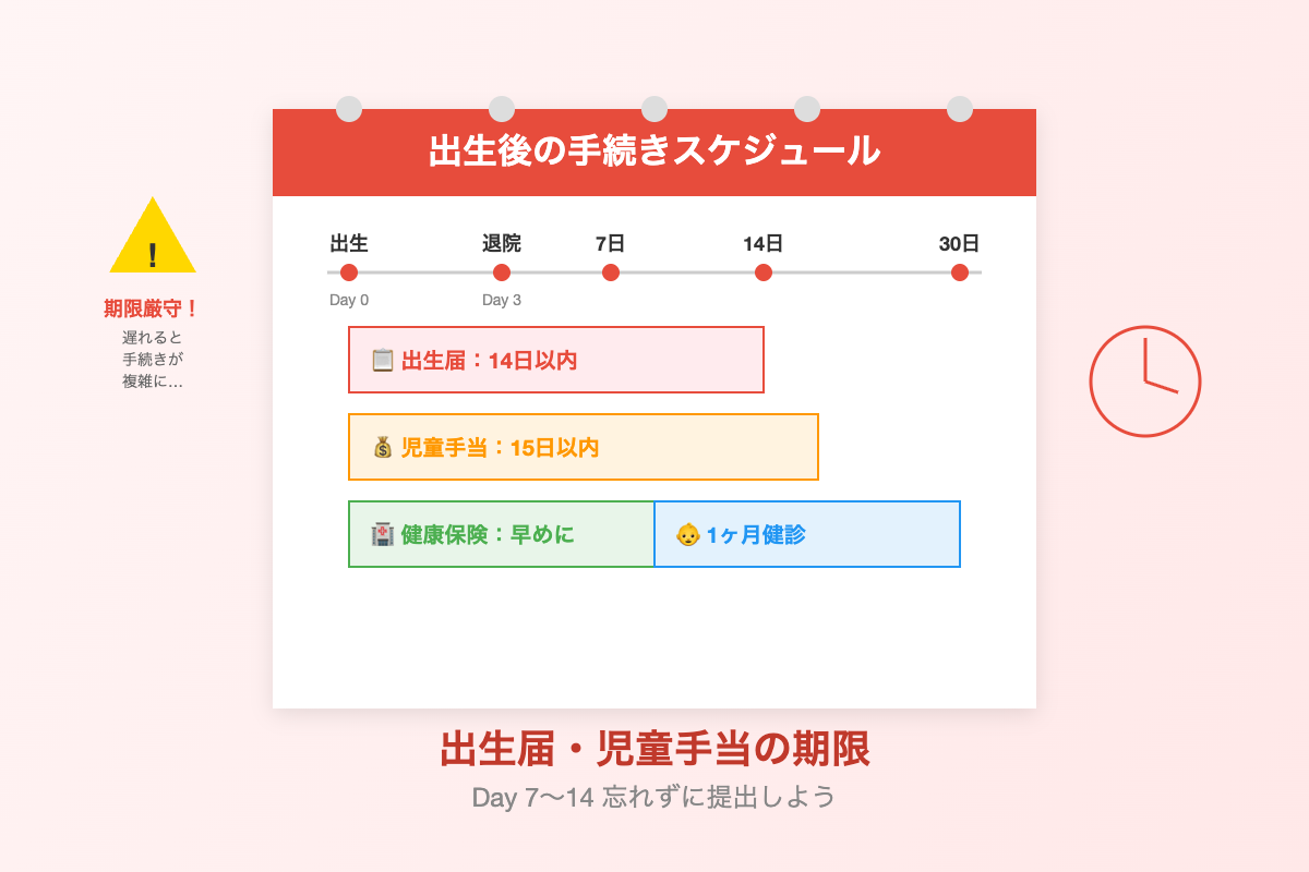 出生届と児童手当の提出期限カレンダーのイラスト